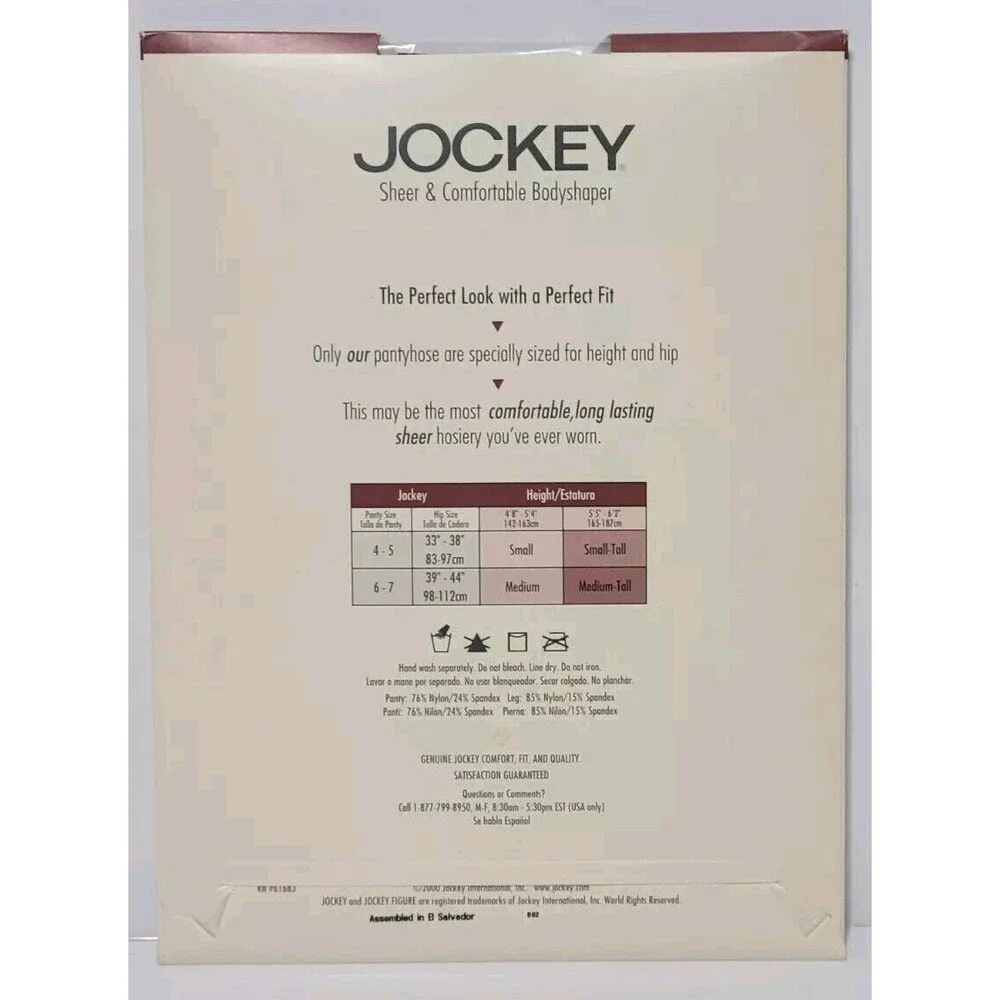Vintage Jockey Pantyhose Sheer & Comfortable Bodyshaper Size Small Tuxedo Black